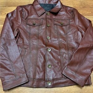 Men’s Brown Faux Leather Jacket Size Small